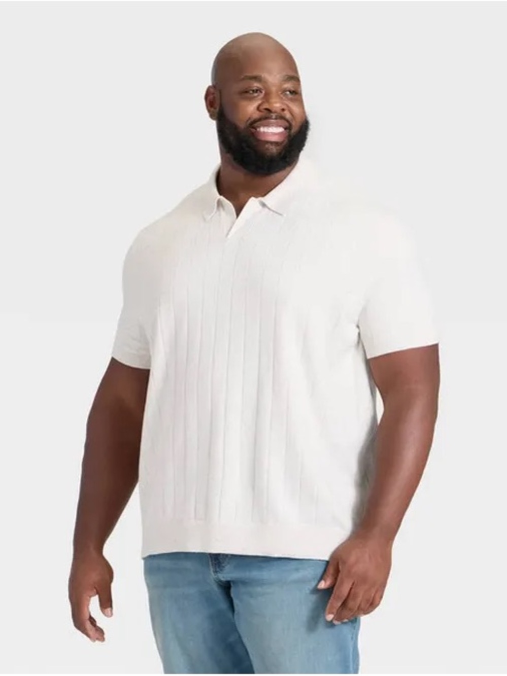 Goodfellow & Co Cream Short-Sleeve Knit Polo